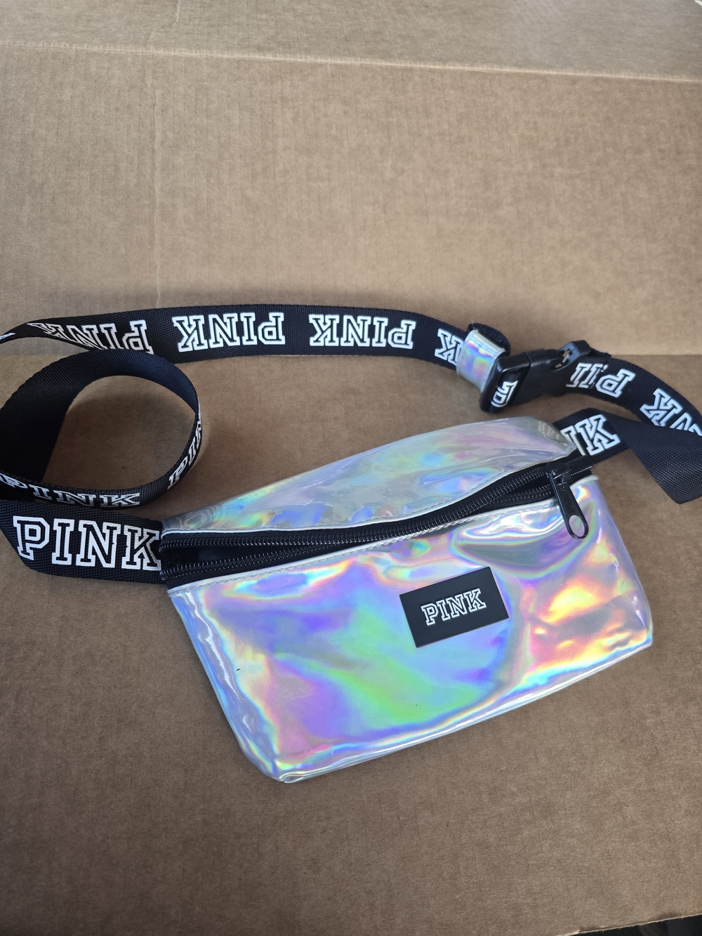 PINK Victoria's Secret Holographic Fanny Pack - Iridescent Silver
